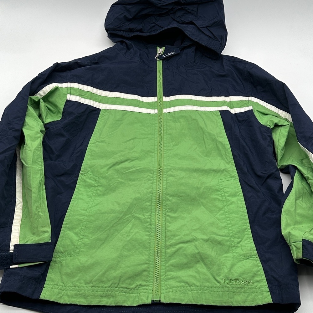 L.L.Bean Youth‎ M 10-12 Blue and Green Hooded Nylon Jacket